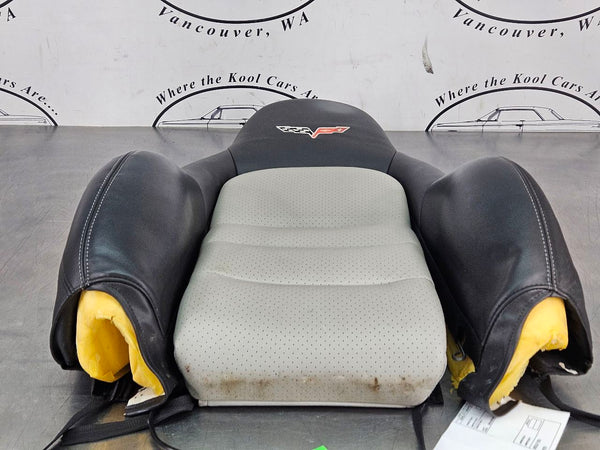 2005-06 C6 Corvette Upper Seat Back Cushion / Cover, Black / Gray, Right Side 7