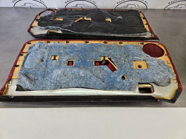 1989 Mustang Fox Body Door Trim Panel Pair, Manual, RH / LH, Red - OEM22