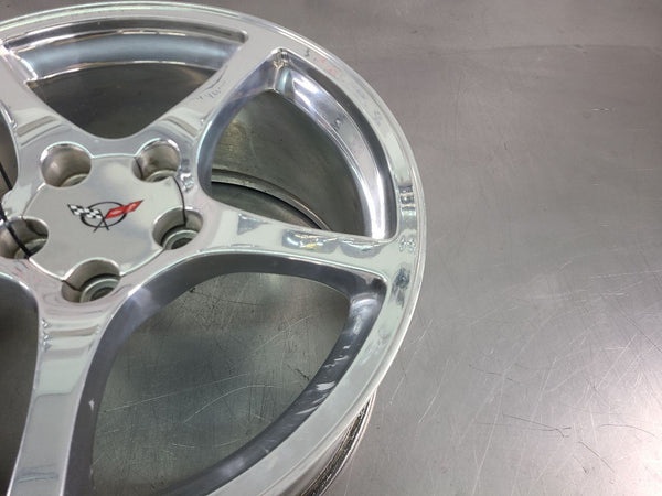 2000-04 C5 Corvette Factory 5 Spoke Wheel, Polished QF5, Rear, 19x9.5 - OEM4
