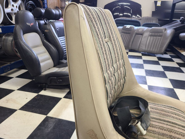 1971-77 Dodge Van, Ramcharger, Low Back Bucket Seat Pair w/ Bases, Nice! - OEM20