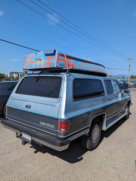 1989 Chevrolet Suburban, Blue w/ Boat on Top, Stock #195716