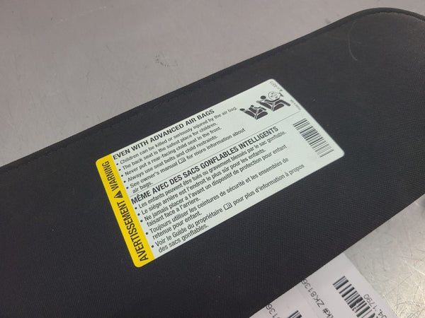 2005-13 C6 Corvette Front Sun Visor, Black, Right Passenger Side RH - OEM7