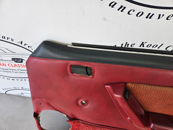 1989 Mustang Fox Body Door Trim Panel Pair, Manual, RH / LH, Red - OEM18