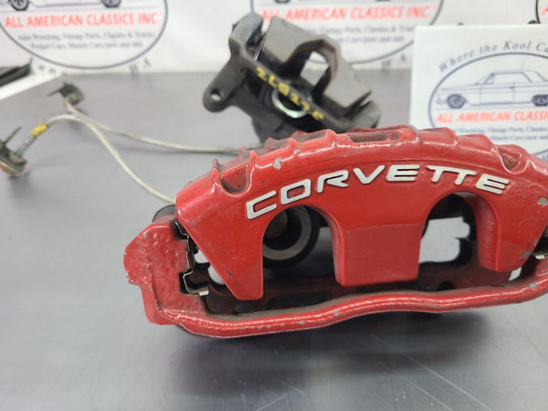 1997-04 C5 Corvette Base Brake Caliper Complete Set w/ Brackets, Red - OEM1