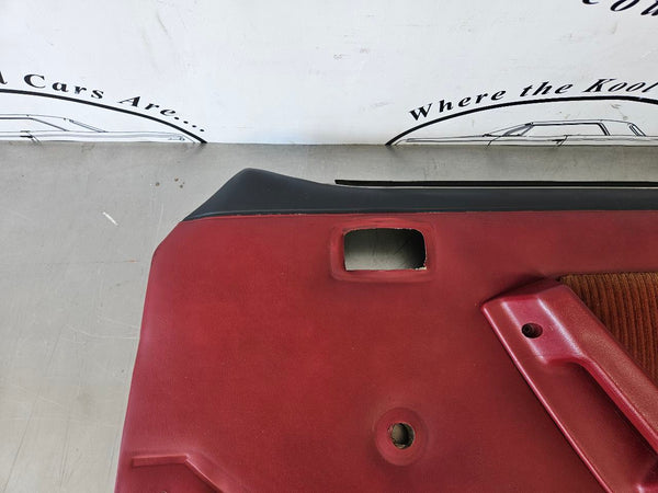 1989 Mustang Fox Body Door Trim Panel Pair, Manual, RH / LH, Red - OEM7