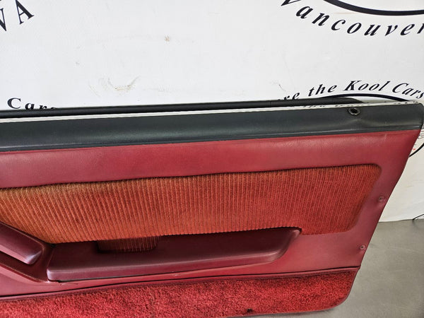 1989 Mustang Fox Body Door Trim Panel Pair, Manual, RH / LH, Red - OEM19