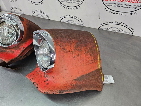 1956 Oldsmobile 88 Front Fender Headlamp Cut Out Section w/ Head Light Bezels3