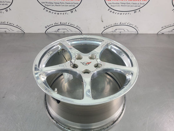 2000-04 C5 Corvette Factory 5 Spoke Wheel, Polished QF5, Rear, 19x9.5 - OEM0