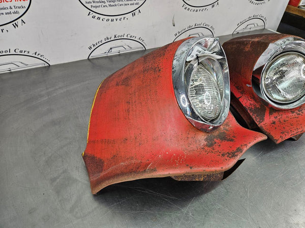 1956 Oldsmobile 88 Front Fender Headlamp Cut Out Section w/ Head Light Bezels2
