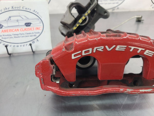 1997-04 C5 Corvette Base Brake Caliper Complete Set w/ Brackets, Red - OEM3