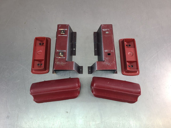 1979 Ford Bronco Rear Armrest Pair w/ Mounting Brackets, Left / Right, Red - OEM1