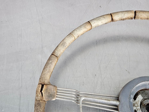 1939-40 Cadillac LaSalle 3 Spoke Banjo Steering Wheel w/ Horn Ring - OEM9