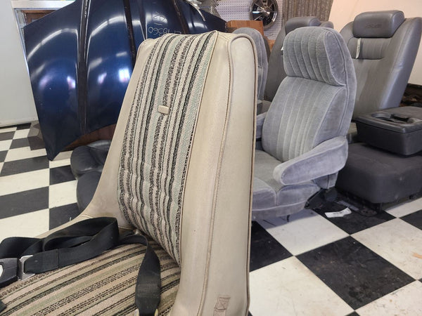 1971-77 Dodge Van, Ramcharger, Low Back Bucket Seat Pair w/ Bases, Nice! - OEM18