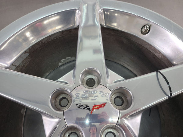2005-07 C6 Corvette Aluminum 5 Spoke Wheel, Polished QG7, Rear 19x10 - OEM4