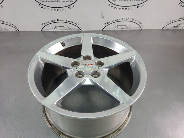 2005-07 C6 Corvette Aluminum 5 Spoke Wheel, Silver QG6, Rear 19x10 - OEM0