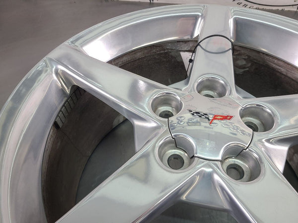 2005-07 C6 Corvette Aluminum 5 Spoke Wheel, Polished QG7, Rear 19x10 - OEM10