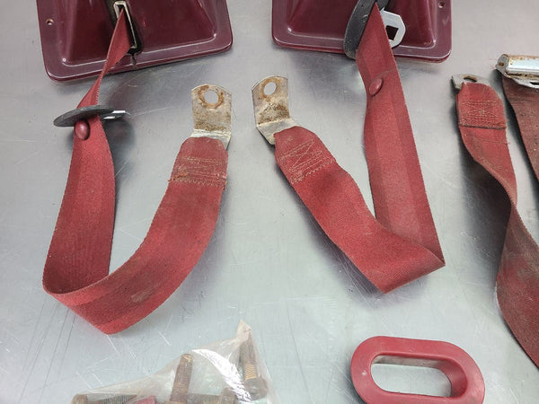 1978-79 Ford Bronco Front / Rear Seat Belt / Buckle Set, Red - OEM6