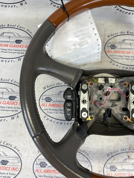 2002 Escalade Steering Wheel Assembly - No Horn Button - Gray/Wood - OEM