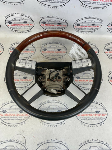 2006 Chrysler 300C Woodgrain Steering Wheel, Black, Leather, NO HORNBUTTON, OEM