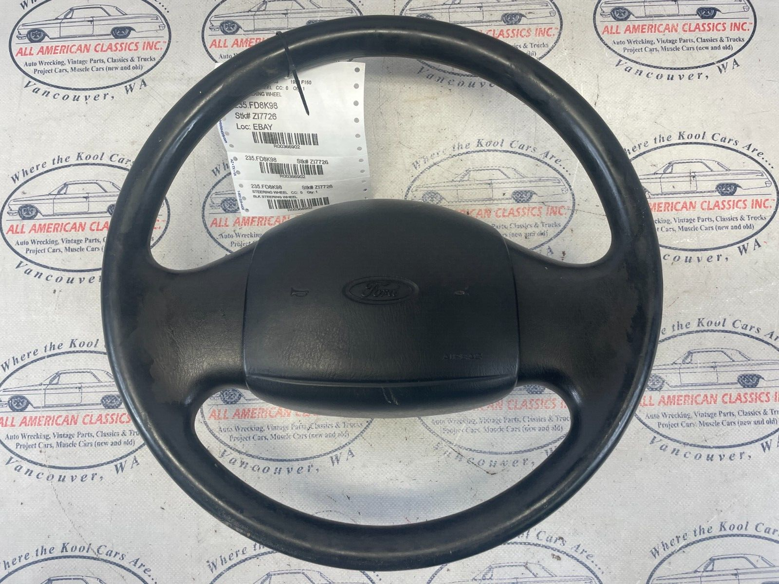1998 Ford F150 Complete Steering Wheel - Black - OEM