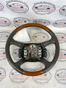 2002 Escalade Steering Wheel Assembly - No Horn Button - Gray/Wood - OEM